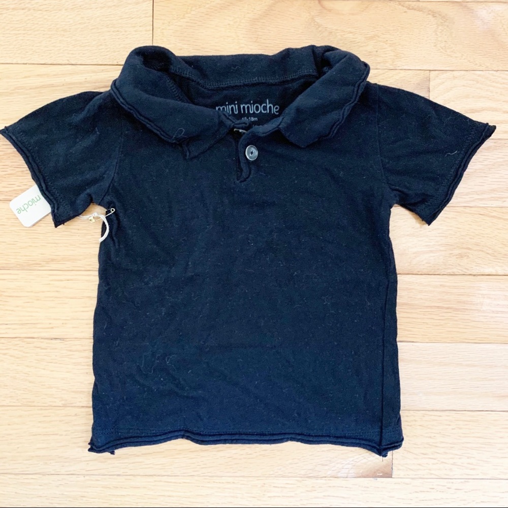 Organic Cotton Black Polo Shirt 12-18M